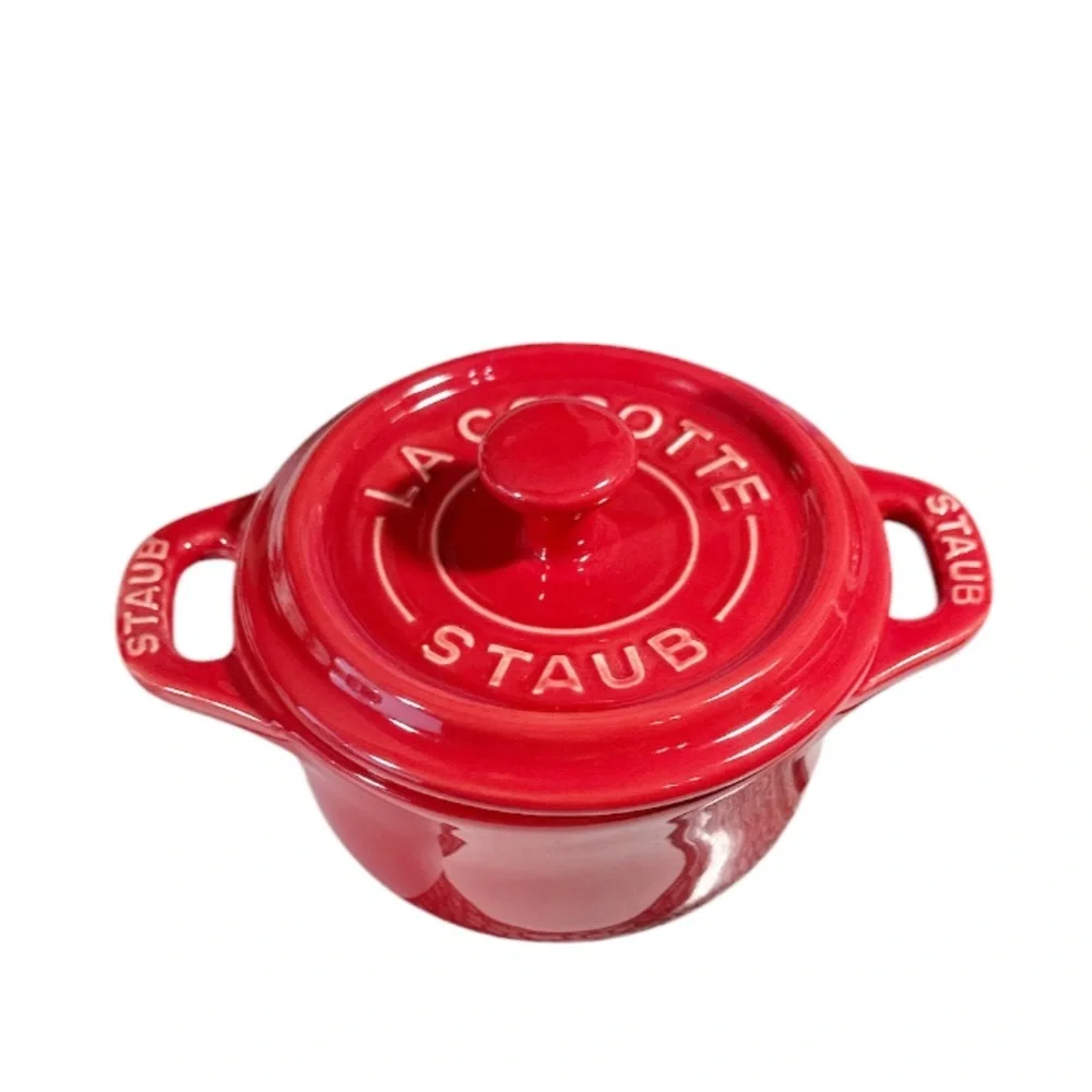 NEW Staub CHERRY (Red) MINI ROUND CERAMIC COCOTTE 10cm
